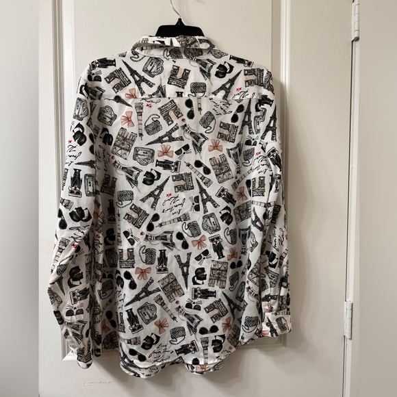 * KARL LAGERFELD * PARIS WHIMSY PRINTED Button POPLIN SHIRT - Picture 2 of 7
